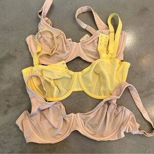 Bundle Cuup bras balconette and scoop 34E sister size 32F or 36D yellow & blush